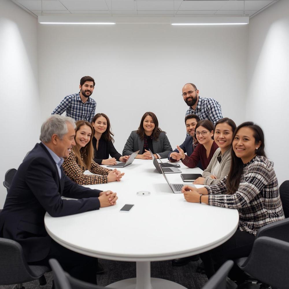 Diverse multigenerational team meeting